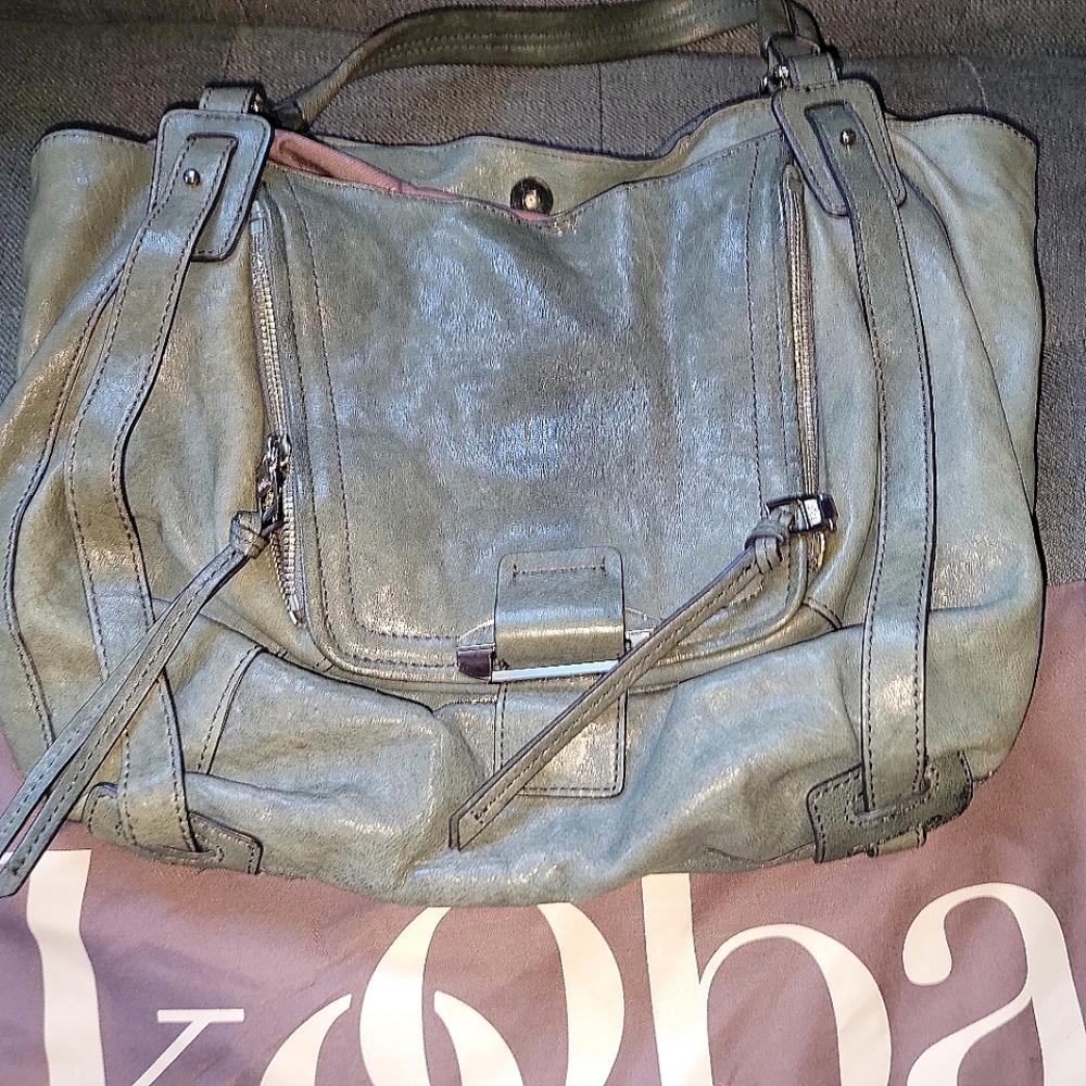 KOOBA Jonnie Large Shoulder Bag - Leather, Grey/Blue